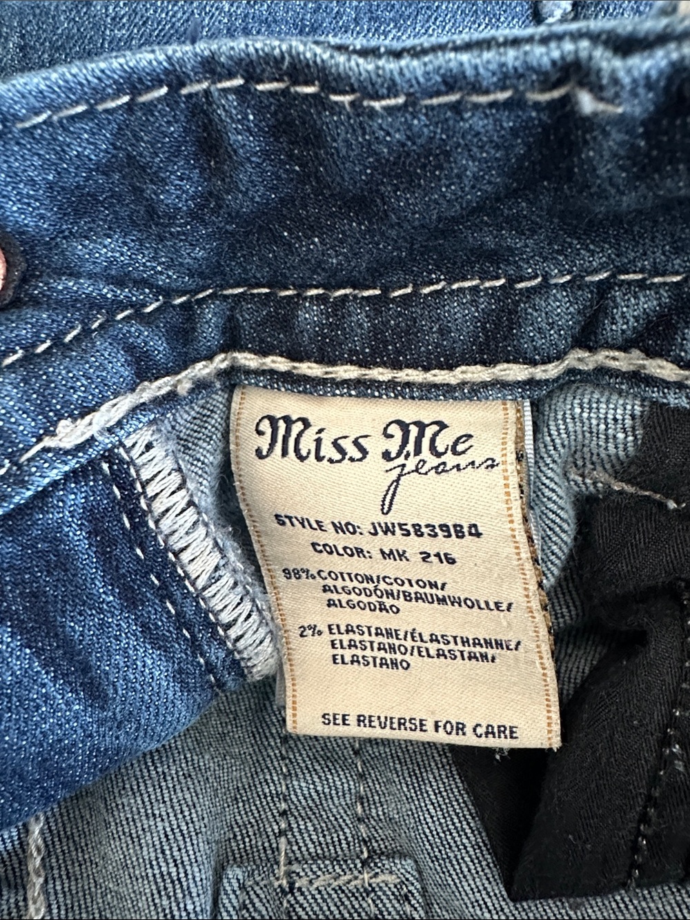 Miss Me JW539B4 Embellished Pockets Distressed Boot Cut Jeans Size 31 X 29 - Picture 10 of 11